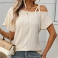 thumbnail image 5 of Women's Asymmetric Neck Hollow Out Textured T Shirt for Casual Wear Layering Tees for Women Long Sleeve T Shirt for Women Summer Layering Long Sleeve Shirt Women Short Shirt Tops Loose Athletic, 5 of 8