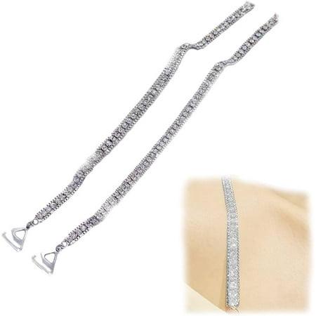 Municipal 2 Pair Rhinestone Bra Straps for Women Gold Bra Shoulder Strap Adjustable Bra Extenders Bra Strap Clips