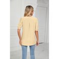 thumbnail image 6 of XCHQRTI Pleated Puff Sleeve Shirt Women's V Neck Solid Color Tops Summer Hollow Tunic Dressy Blouse, 6 of 8