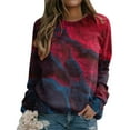 thumbnail image 4 of Bibifish Womens Sweatshirts Printed Tie Dye Pattern Print Crewneck Long Sleeve Pullover Sweatshirts Casual Spring Fall Lightweight Relaxed Fit Tunic Tops, 4 of 6