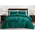 thumbnail image 2 of Chezmoi Collection Piers Emerald Green Velvet Quilt King Set, 3-Piece Lush Plush Distressed Velvet Bedding All Season Lightweight Bedspread, Brushed Microfiber Reverse with Double Square Stitch, 2 of 9