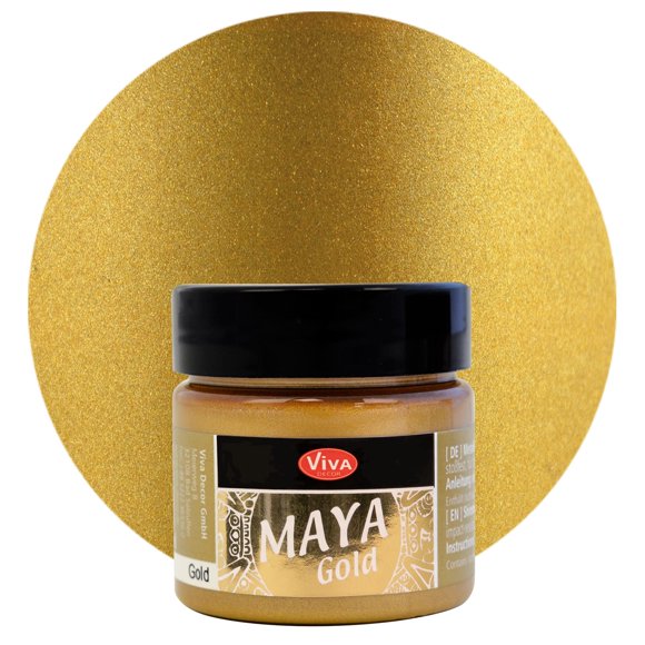 Viva Decor Maya Gold (Gold) 1,52 Fl Oz - Peinture Acrylique Métallique Brillante pour Oeuvres Créatives sur Bois, Verre et Porcelaine. Résistante aux Impacts, Anti-Bavures et Résistante aux Intempéries pour des Résultats Durables