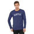 thumbnail image 2 of Daxton Retro Seattle Arch Font Long Sleeves TShirt Soft Med Weight Cotton, Heather Navy Tee White Font, XS, 2 of 2