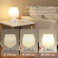 thumbnail image 3 of Lámpara de mesa táctil para mesita de noche - Lámpara de noche con puertos de carga USB C+A para dormitorio y sala de estar, lámpara de escritorio con pantalla de vidrio blanco para espacios pequeños, 3 of 10