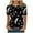 Black, variant on IROINNID Women's Fashion Short Sleeve Retro Comfy Round Neck Feather Printed Loose Tops Blouse Short Sleeve