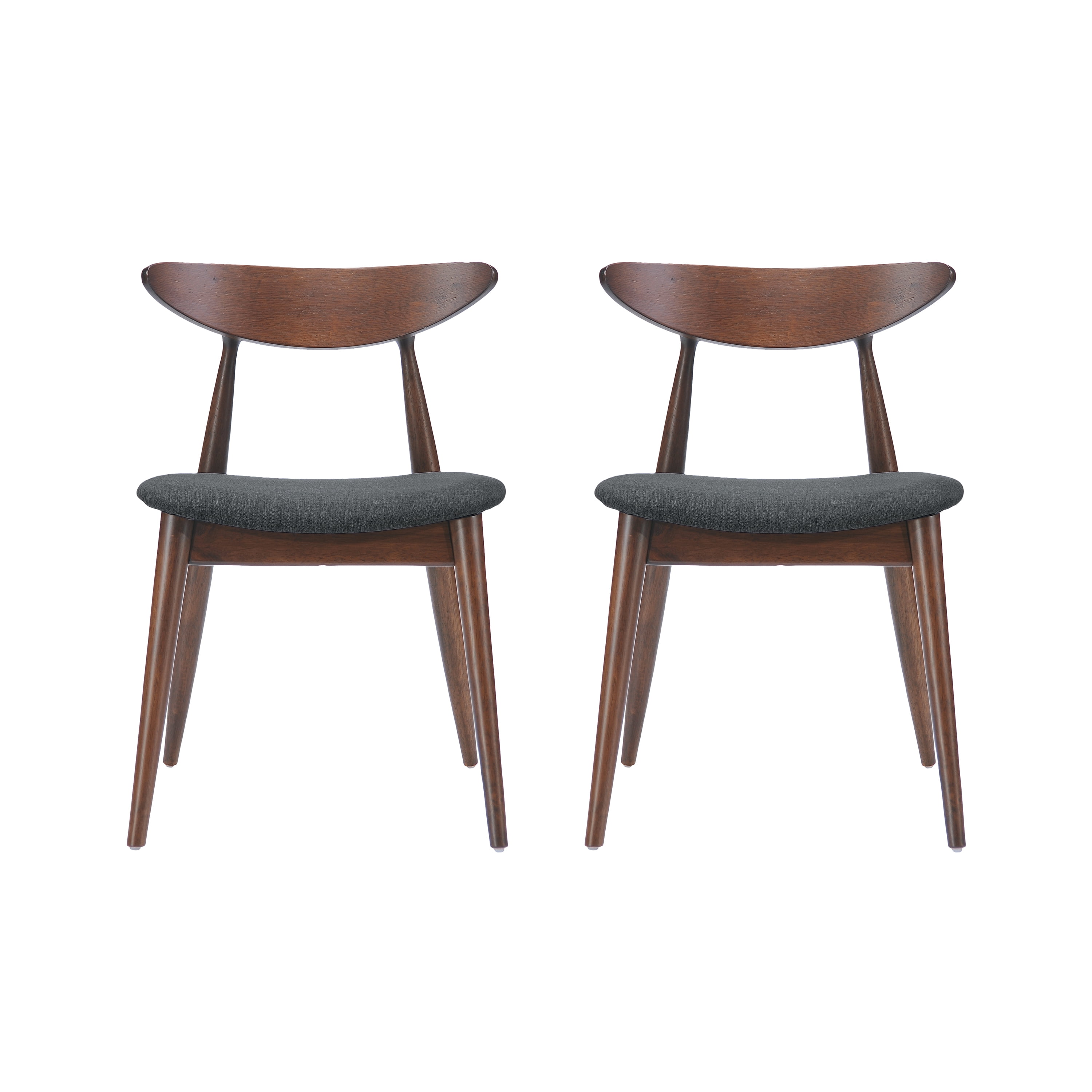 Noble House Branson Indoor Dining Chairs (Set of 2), Charcoal, Walnut