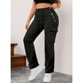 thumbnail image 3 of Women'S Cargo Pants - Non-Stretchy Work Pants with Zipper Pocket, Drawstring Waist, All-Season Trousers for Hiking, Running, 3 of 7