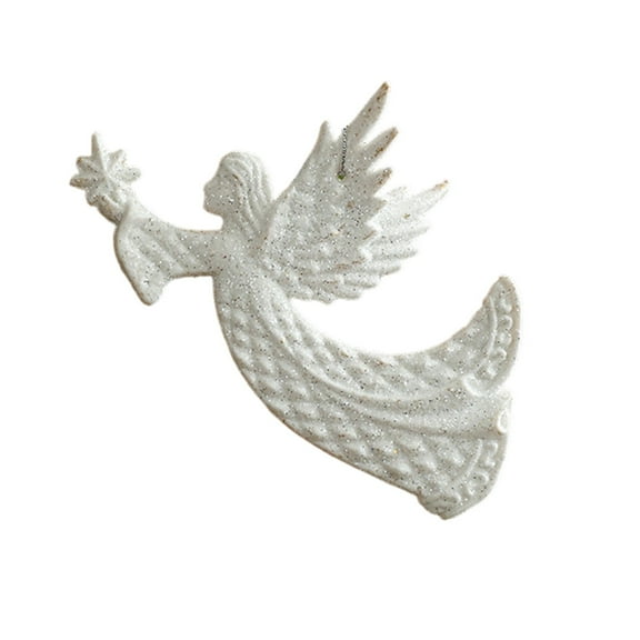 White Glitter Christmas Ornament – Irregular Shaped Hanging Decoration with Butterfly, Bow, or Cross Design – Holiday Tree or Window Décor