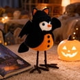 thumbnail image 4 of Halloween Bird Fall Decor, Spooky Plush Bird Decoration Standing Bird Figurine Tabletop Tiered Tray Decor Home Rustic Farmhouse Gifts, 4 of 6