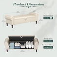thumbnail image 2 of YOUDENOVA 60" Storage Bench for Bedroom Queen Leather Storage Bench with Button, Upholstered Bedroom Bench with Rolled Arms for Living Room, Entryway,Beige & Brown Legs, 2 of 7