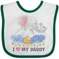 thumbnail image 3 of Inktastic I Love My Daddy Cute Elephants with Moon and Stars Boys or Girls Baby Bib, 3 of 4