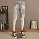 thumbnail image 4 of Pantalones vaqueros cortos para hombre, pantalones cortos vaqueros rectos con bordado gráfico para hombre, pantalones vaqueros elásticos de lujo populares de moda coreana, nuevos en finos, 4 of 4