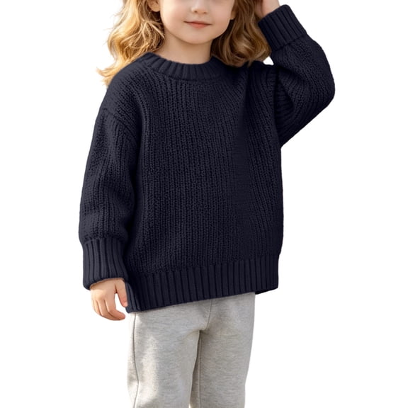 yillto Little Girls Sweaters Pullover Crewneck Thick Warm Fall Winter Long Sleeve Knit Sweater Tops