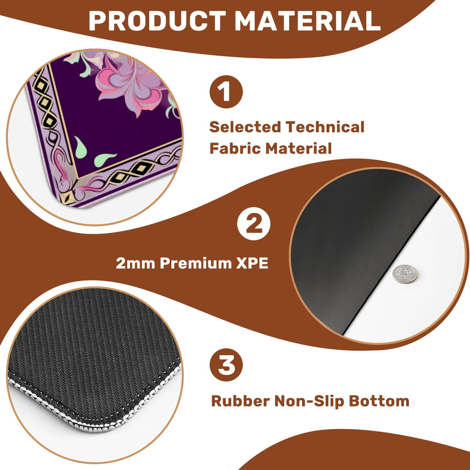 Mahjong Mat 31.5" x 31.5" Floral Mandala Pink Purple Pastel Accents Dark Non-Slip Noise Reduction American Mahjong Tiles Table Cover for Dominoes Poker Card Board Games Gift