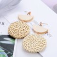 thumbnail image 3 of 2 Pairs Rattan Earrings Lightweight Geometric Statement Woven Bohemian Earrings Handmade, 3 of 5
