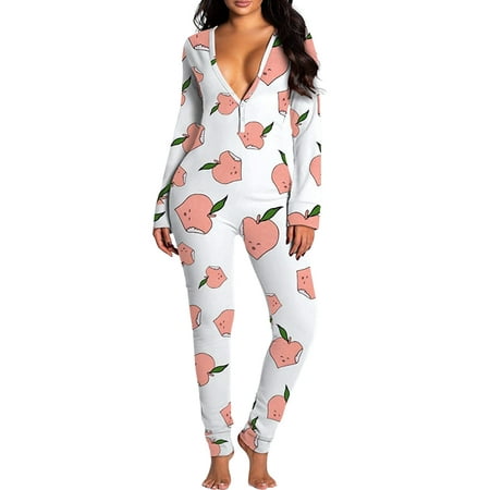 

Owls Yard Women s V-neck Sexy Romper Pajamas Wide Leg Casual Long Sleeve Jumpsuits Autumn Pattern Print Sleepwear Homewear