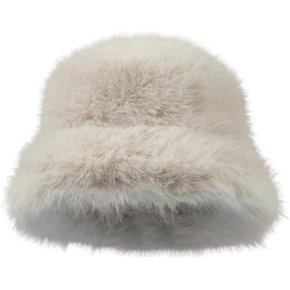 Plush Faux Fur Bucket Hat for Women and Men, Winter Thick Warm Fluffy Fisherman Hat with Ear Coverage for Outdoor Ski, Travel, and Casual Fall Wear