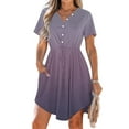 thumbnail image 2 of Akafmk Summer Dresses for Women Casual Dresses,Gradient Color V-Neck Short Dress Short Sleeve Mini Dresses A Line Beach Sundress with Pockets, 2 of 5