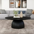 thumbnail image 4 of SHYFOY Round Solid Wood Coffee Table Black Pedestal Center Table for Living Room Furniture, 4 of 10