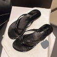 thumbnail image 6 of XUNKUSGA Flip Flops for Women Summer Beach Leather Flat Thong Sandals for Women Lightweight Durable Non-Slip Essentials Slides for Women,Black,5.5, 6 of 9