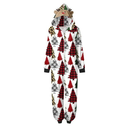 

Family Matching Outfits Mommy Jumpsuit For Christmas Pajamas Cute Big Headed Deer Print Plaid Long Sleeve Romper Soft Casusal Holiday Sleepwear Matching Outfits Set