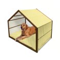 thumbnail image 1 of Gingko Pet House, Autumn Tones Inspired Pastel Vibrant Biloba Petals Blossom Essence Theme, Outdoor & Indoor Portable Dog Kennel with Pillow and Cover, 5 Sizes, Yellow Mustard White, by Ambesonne, 1 of 4