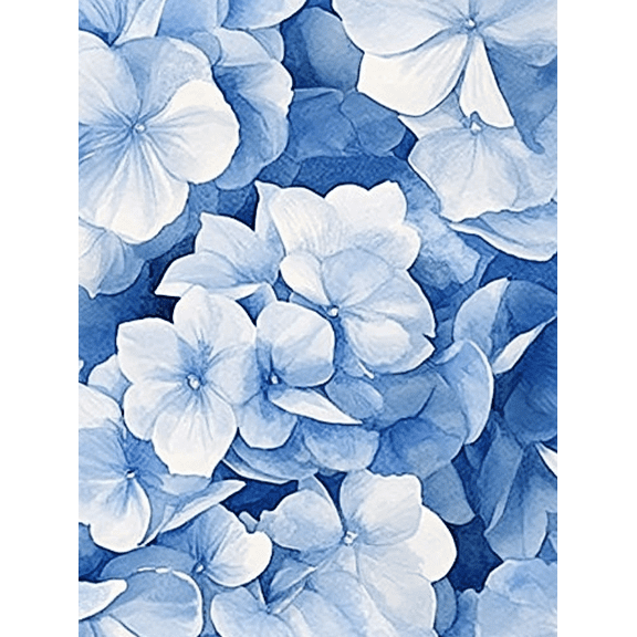 Blue Hydrangea Watercolor Painting/Canvas Art， Perfect for Living Room， Bedroom， Bathroom， Office， and Hallway Decoration.