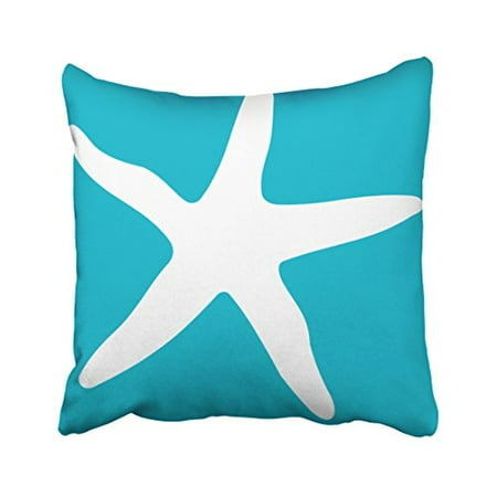 The White Starfish WinHome Square Throw Pillow Covers Modern Turquoise And White Starfish Simple Pattern Pillowcases Polyester 18 X 18 Inch With Hidden Zipper Home Sofa Cushion Decorative Pillowcase ()