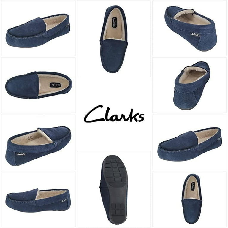 Clarks Women s Venetian Moccasin Suede Indoor Outdoor Faux Fur Lining Slippers 8 M US Navy Walmart