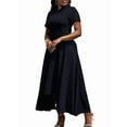 thumbnail image 2 of Women'S Elegant Casual Short Sleeve Work Party A-Line Dress Black XL, 2 of 9
