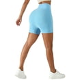 thumbnail image 2 of Womens Yoga Shorts Lightweight High Waist Lifting Stretchy Slim Fit Solid Print Gym Shorts for Athletic Wear Blue M, 2 of 4