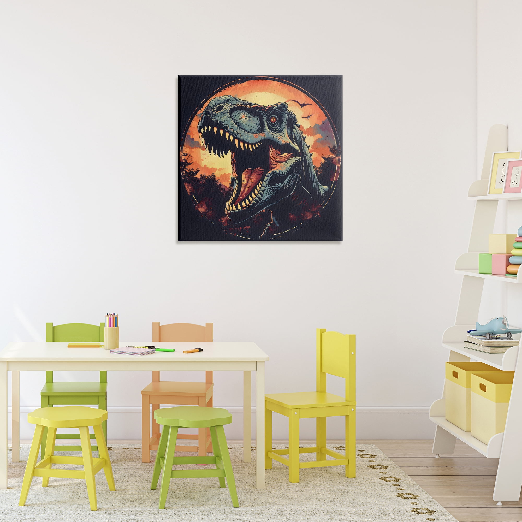 Stupell Industries Ancient Dino Roaring at Sunset Canvas Wall Art, design by Creative Studio