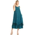 thumbnail image 5 of Sakkas Emma Relaxed Fit Scoop Neck Double Layered with Fringe Tank Dress - Turquoise - S/M, 5 of 5
