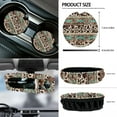 thumbnail image 6 of Renewold American Tribal Cow Print Brown Teal 12 Pcs Front Car Seat Cover Set with Steering Wheel Cover Seat Belt Pad Armrest Cover Coaster Trash Bag Air Vent Bag Rearview Mirror Cover Keychain, 6 of 7