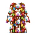 thumbnail image 5 of Xdegoge Classic Kids Girls Easter Dress Cute Bunny Egg Graphic Printed Tween Summer Sundress Knee Length Swing Long Sleeve Spring Holiday Event Outfit Casual Daily Play Wear for Teen, 5 of 7