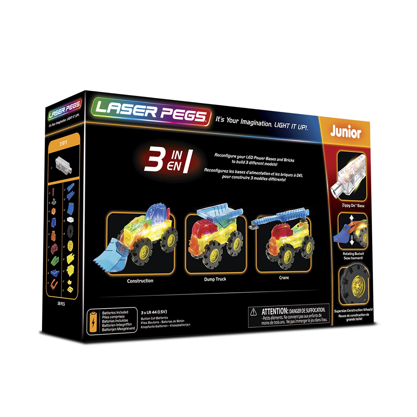 Laser Pegs Construction 3-in-1 Building Set - Walmart.com - Walmart.com