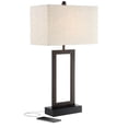 thumbnail image 3 of 360 Lighting Todd Modern Table Lamp 30" Tall Bronze Rectangular with USB and AC Power Outlet in Base Oatmeal Fabric Shade for Living Room Office House, 3 of 10