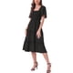 thumbnail image 4 of Vestido midi bohemio Allegra K para mujeres con escote cuadrado, mangas cortas, vestido de capas fluido y fruncido negro XS, 4 of 5