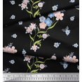 thumbnail image 3 of Soimoi Rayon Fabric Leaves & Periwinkle Floral Print Fabric by the Yard 42 Inch Wide, 3 of 3