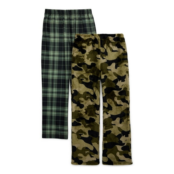 Wonder Nation Boys Lounge and Cozy Sleep Pants with Pockets, 2-Pack, Sizes 4-18 Plus Husky