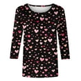 thumbnail image 4 of Pimelu Shirts for Women Tops for Women Valentines Shirts for Women Fashion Heart Print Plus Size Tops Summer Girls Ladies 3/4 Sleeve Crewneck Loose Tees Blouses, 4 of 4