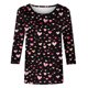 thumbnail image 4 of Fiudx Tops para Mujer Blusa Holgada con Estampado de Pascua y Cuello Redondo Retro de Manga Tres Cuartos a La Moda para Mujer, 4 of 4