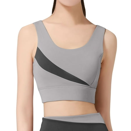 WTXUE Women Bras Sports Bra Womens Strap Yoga Bra Cordless Padded Medium Workout Crop Tank Top Racerback Tank Tops for Women 1 Piece Gray L