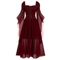thumbnail image 6 of Retro Women's Gothic Punk Butterfly Sleeve Mesh Transparent Dress-Purple-XL, 6 of 7