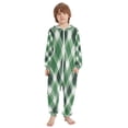 thumbnail image 2 of Soft Big Kids Onesie Pajamas Cozy Loose-Fit Jumpsuits for kids with Pockets for Christmas Lounge & Play Green Plaid, 2 of 8