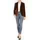 thumbnail image 2 of BLAZER DE VELVET CHIC PARA MUJER INSPIRADOR DE COLOR SÓLIDO CON SOLAPA Y UN BOTÓN, CHAQUETA DE TRAJE PARA TRABAJAR 2XL COLOR MARRÓN, 2 of 7