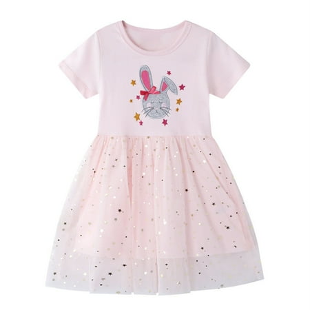 

New Girl Dress Spring Summer Sundress Of Casual Skirt Bunny Pattern Design Cotton Kids Clothing Party Dresses