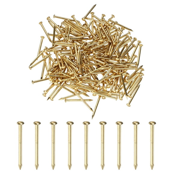 Uxcell 200-Pack Small Tiny Nails, 1.5mm x 20mm Brass Nails Hardware Round Head