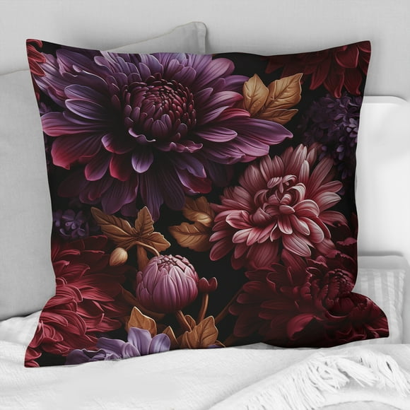 Designart "Graceful Royal Purple Peony Garden" Coussin de Damassé - Oreiller Bohème pour Canapé - Insert et Oreillers Couvre pour la Décoration du Salon