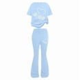 thumbnail image 2 of EnJoCho Girls 2 Piece Outfits Short Sleeve Bow Tees Flared Pants 2026 Summer Clothing Set Size 8-13 Years Trendy Youth Fashion Tee Pants Combo, 2 of 4